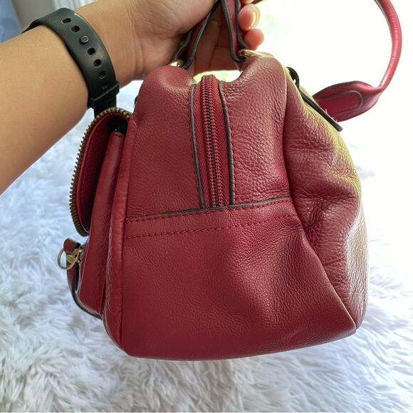 FRANCO SARTO Red Leather zip top double handle shoulder bag/ satchel medium - Picture 5 of 12